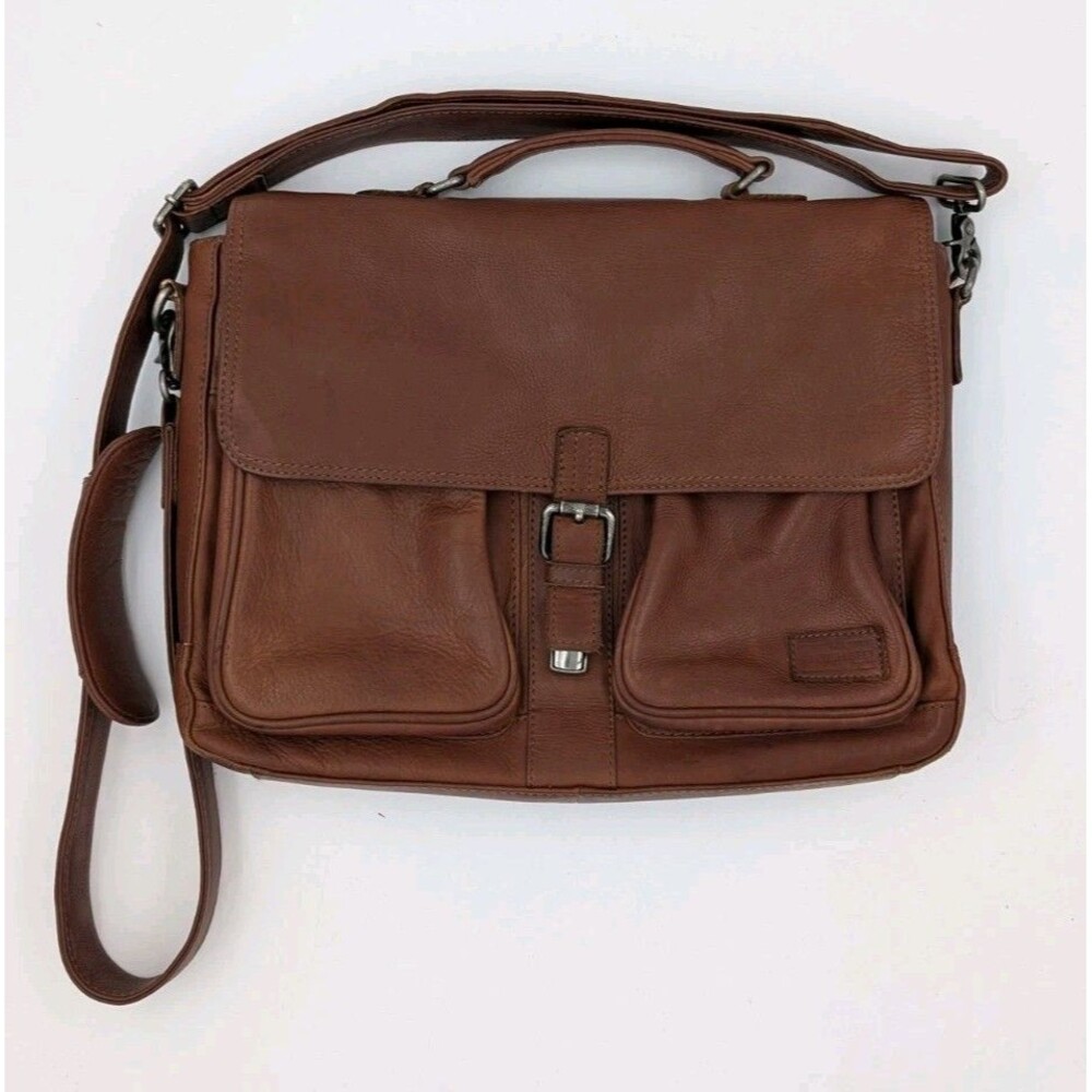The British Belt Company Genuine Leather Messenger Bag Satchel Briefcase Brown